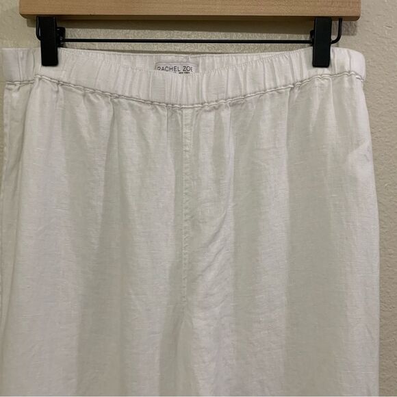 RACHEL ZOE Linen Pants Women’s Medium White Elastic Waist Double Row Tassels. - Picture 3 of 12